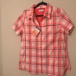 NEW Columbia Plaid MoistureWick Blouse Size XL